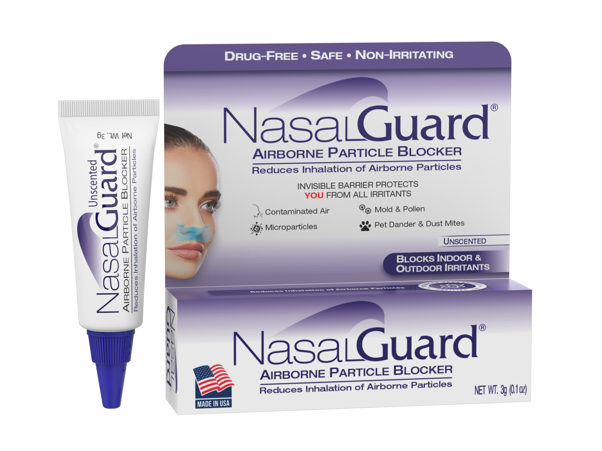 NasalGuard Airborne Particle Blocker, Nasal Gel | Unscented | 3g Tube